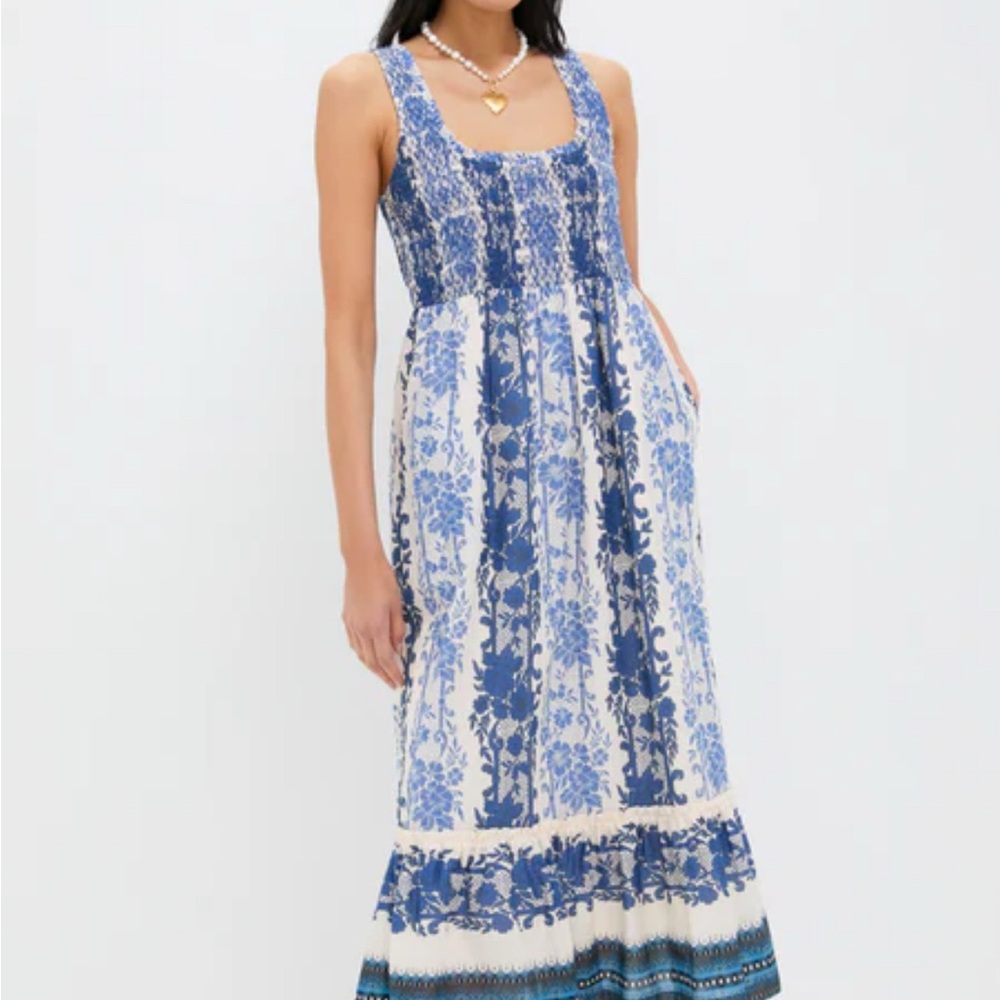 Tuckernuck Blue and White Floral Midi Dress